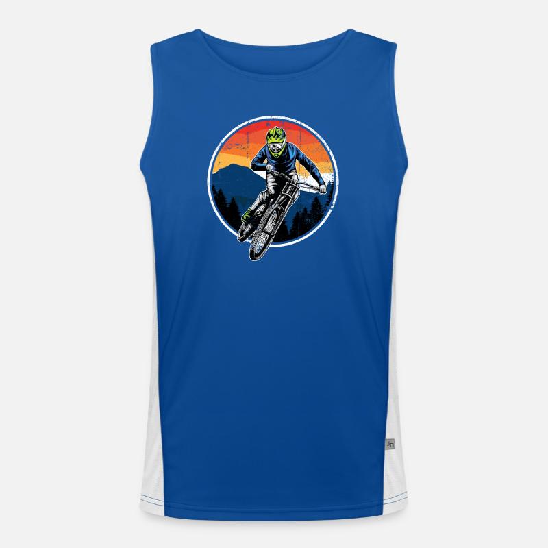 Sunset Trail Mountain Biker - Men's Functional Contrast Tank Top  - royal/white