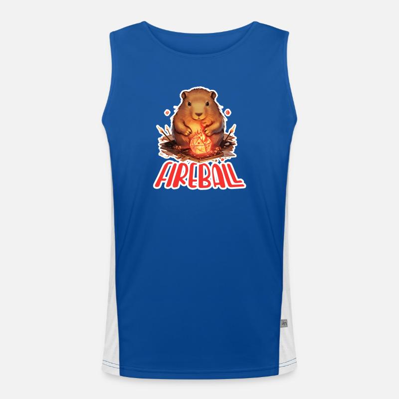 Capybara Mage – Fireball RPG Design - Men's Functional Contrast Tank Top - royal/white