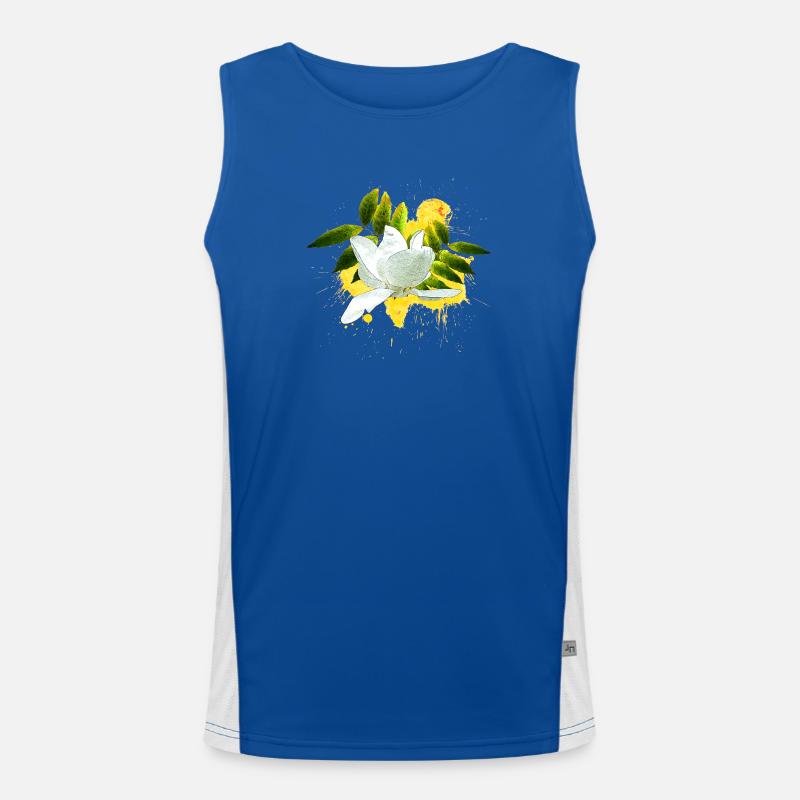 hübsche Blumenprints, Magnolie mit Blättern Funktionelles Kontrast-Tank Top für Männer 