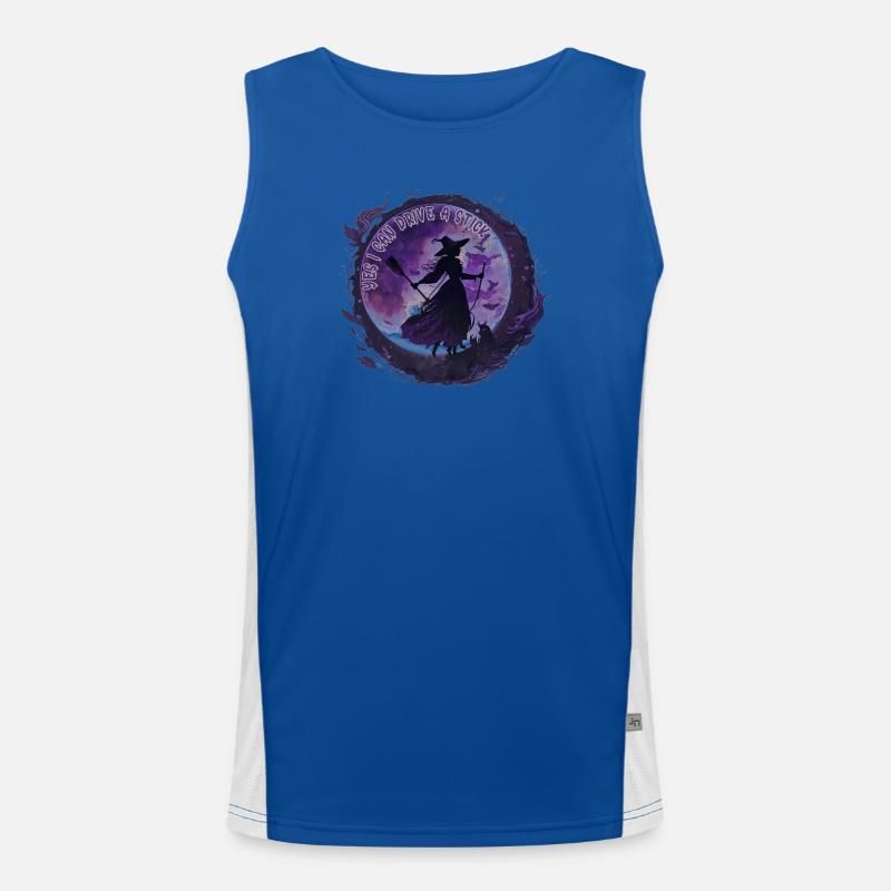 Moon Magic Witch Under Night Moon Halloween Men's Functional Contrast Tank Top 