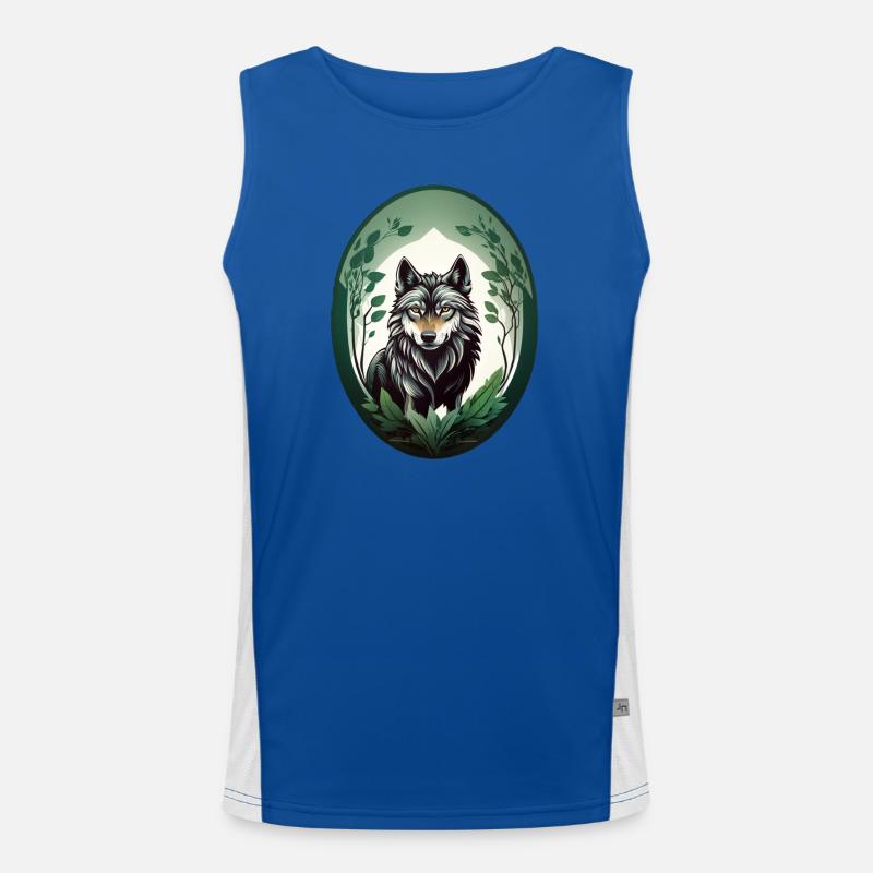 Waldbewohner Wolf Funktionelles Kontrast-Tank Top für Männer 