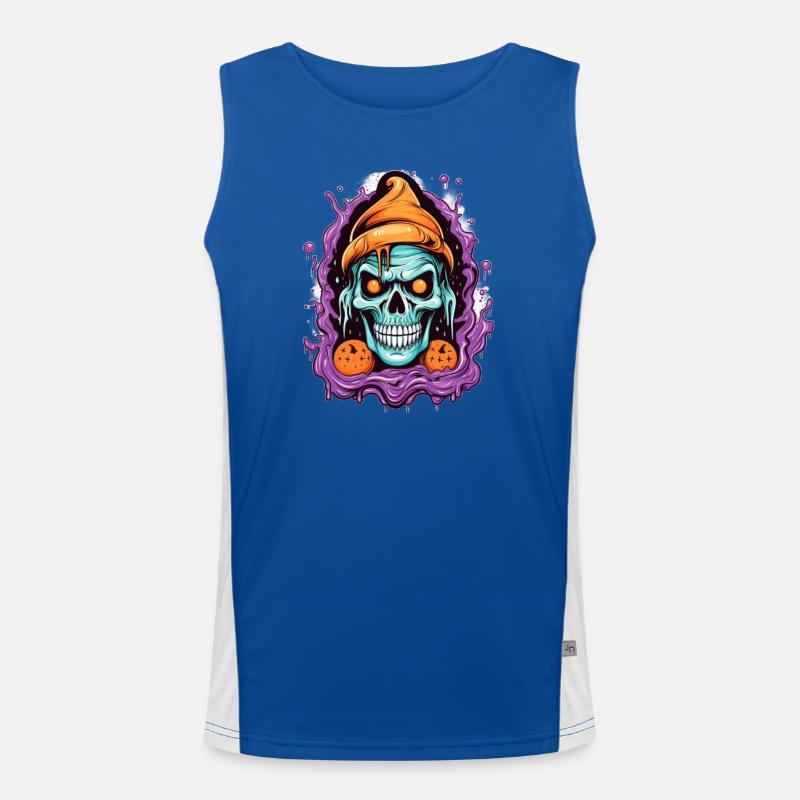 Graffiti Skull with Halloween Elements Men's Functional Contrast Tank Top 