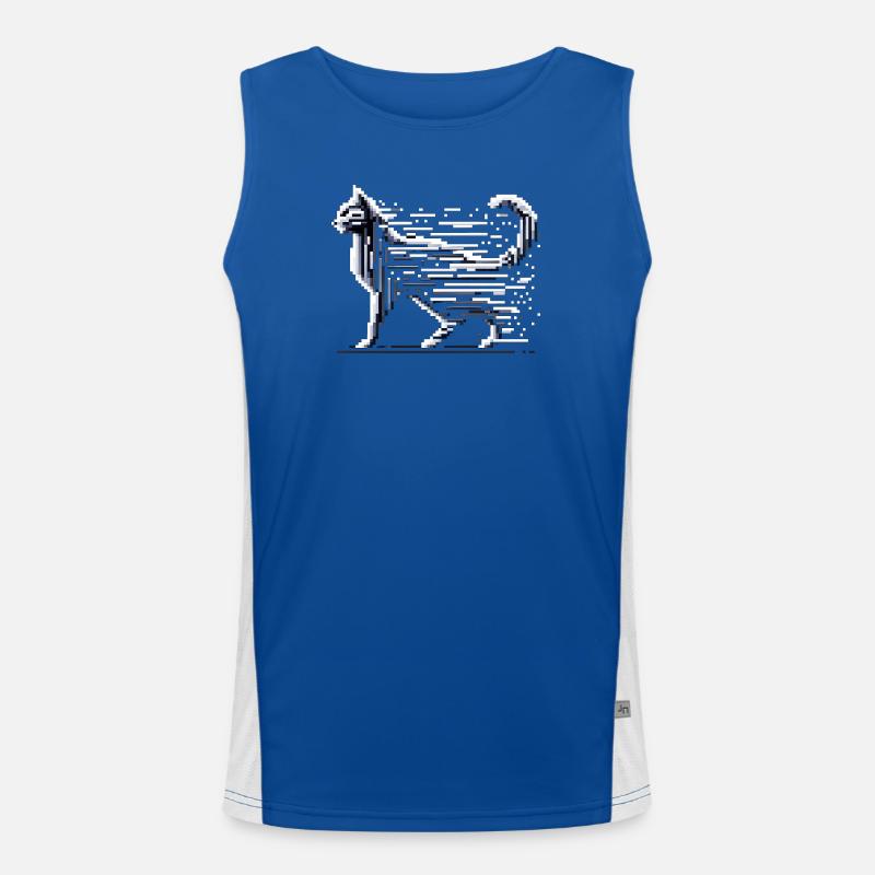 Pixel Katze Funktionelles Kontrast-Tank Top für Männer 