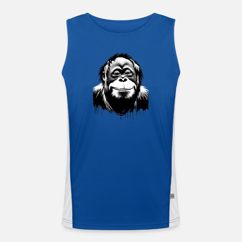 Visage d’orang-outan souriant | Le singe sourit Débardeur respirant contrasté Homme 