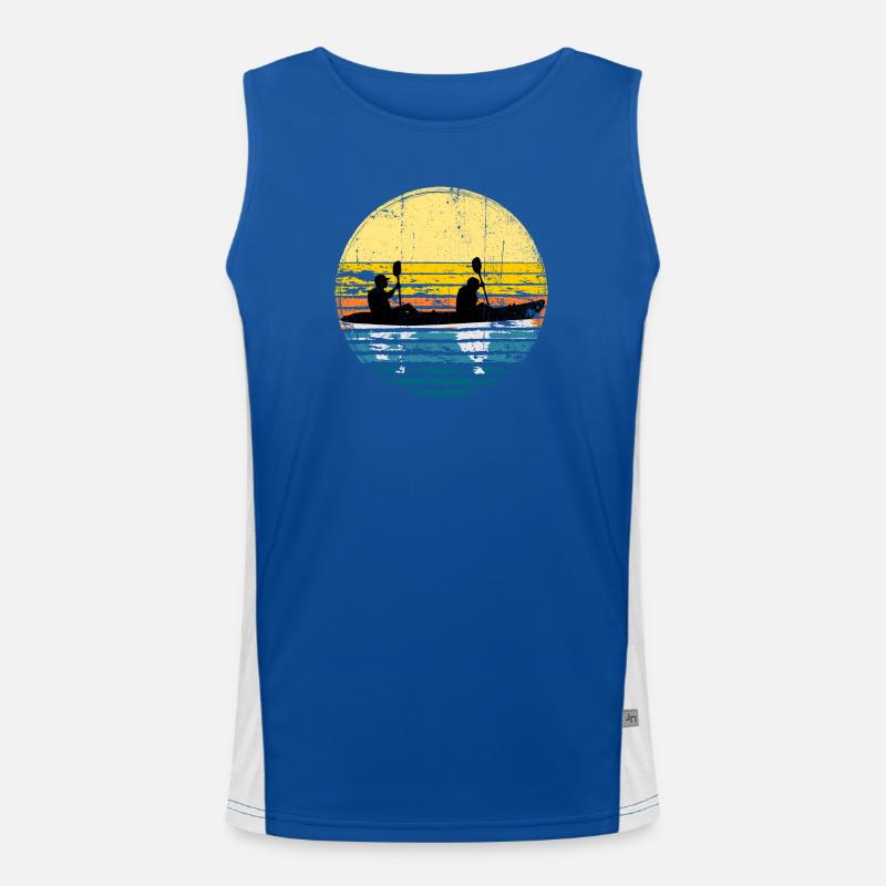 Sunset Kayak Silhouette Circle Funktionelles Kontrast-Tank Top für Männer 