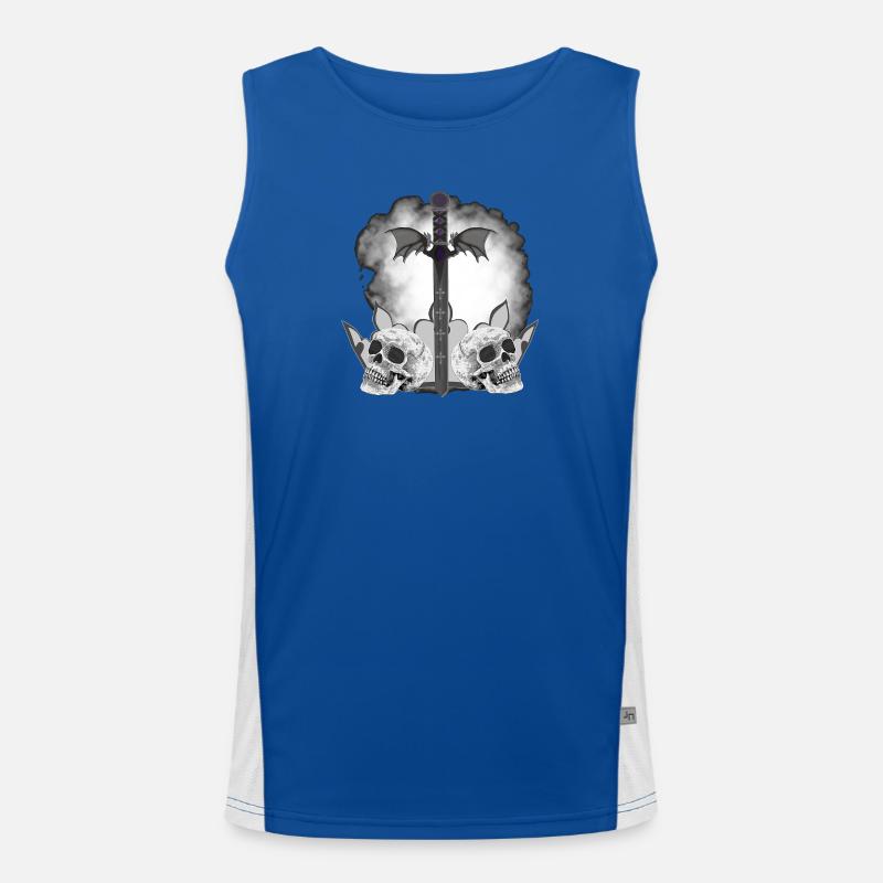 Menschenschädel, Schwerter, Dämonenflügel, vanitas Funktionelles Kontrast-Tank Top für Männer 