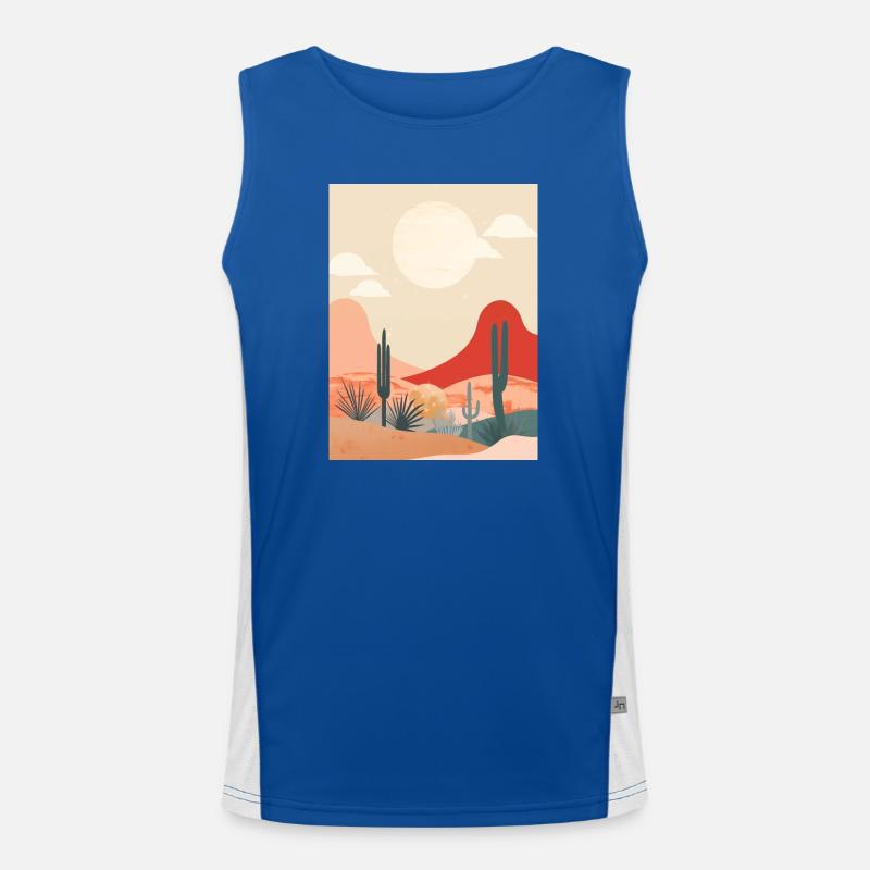 Wüste im minimalistischen Flat Style Funktionelles Kontrast-Tank Top für Männer 