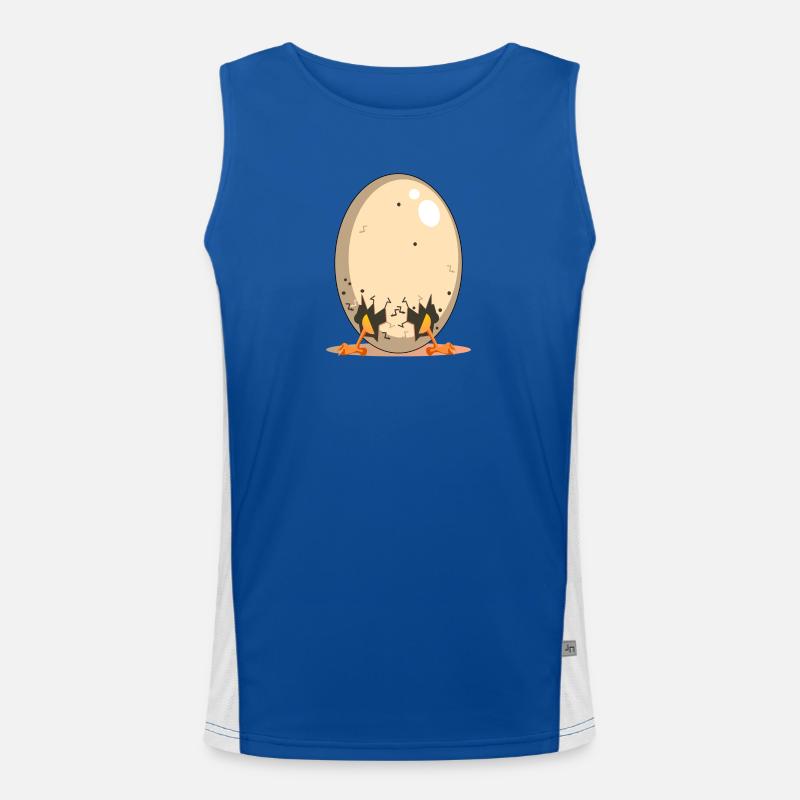 Funny Chicken Egg - Chicken Coop Cartoon Men's Functional Contrast Tank Top 