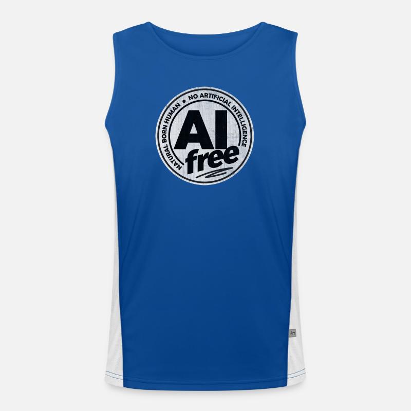 AI Free - No Artificial Intelligence - Men's Functional Contrast Tank Top  - royal/white
