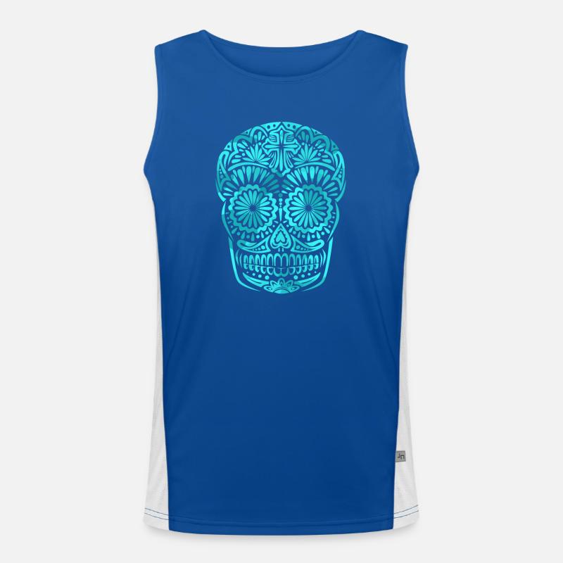 Calavera mexicana turquesa Débardeur respirant contrasté Homme 