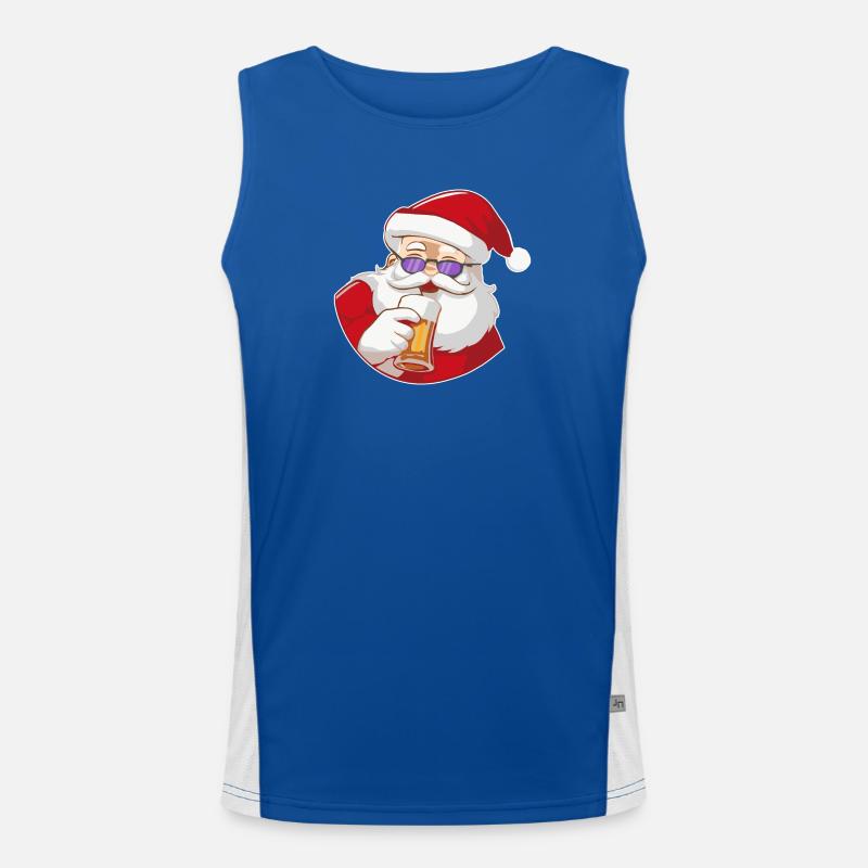 Weihnachtsmann mit Bier und Sonnenbrille Funktionelles Kontrast-Tank Top für Männer 