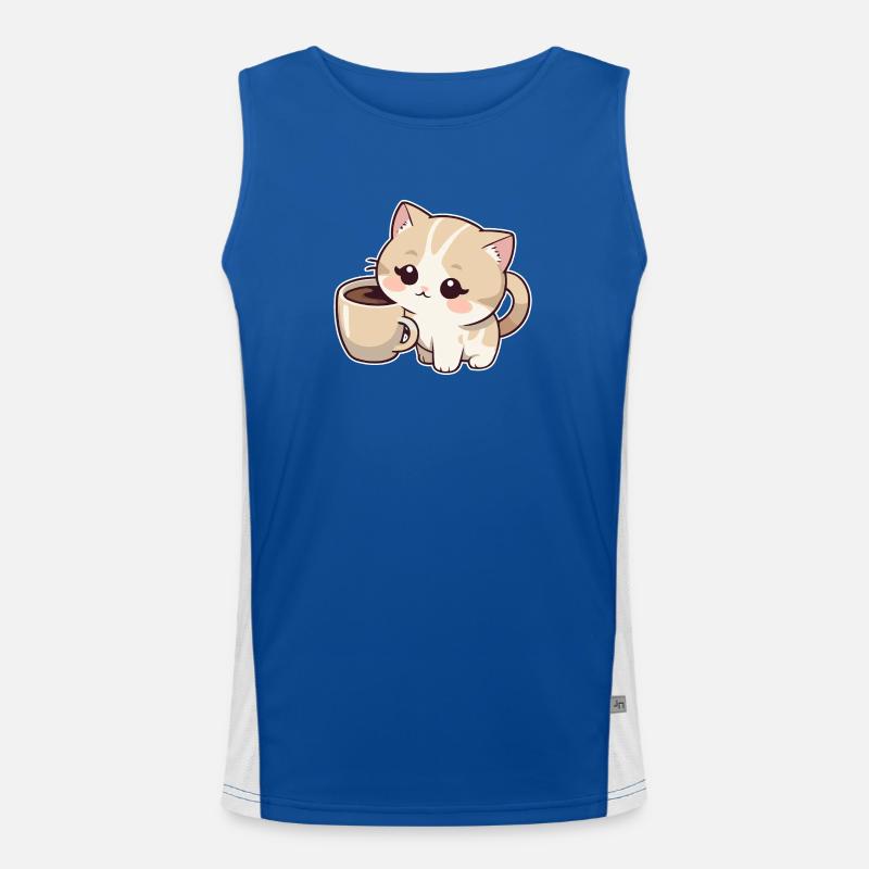 Chaton avec tasse à café Débardeur respirant contrasté Homme 