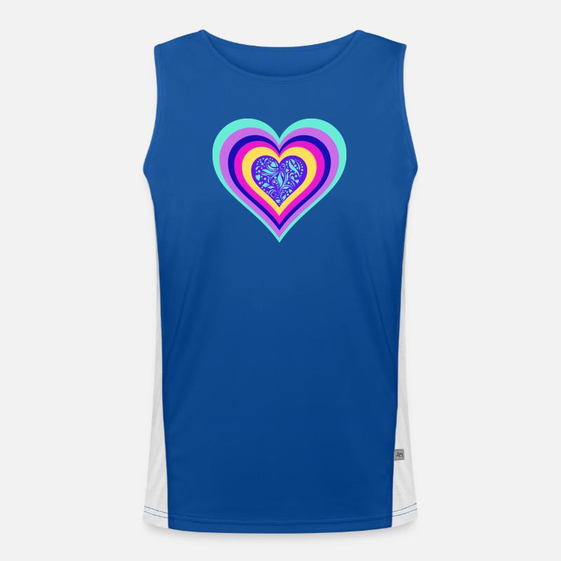 Buntes Herz mit Floralem Muster Funktionelles Kontrast-Tank Top für Männer 