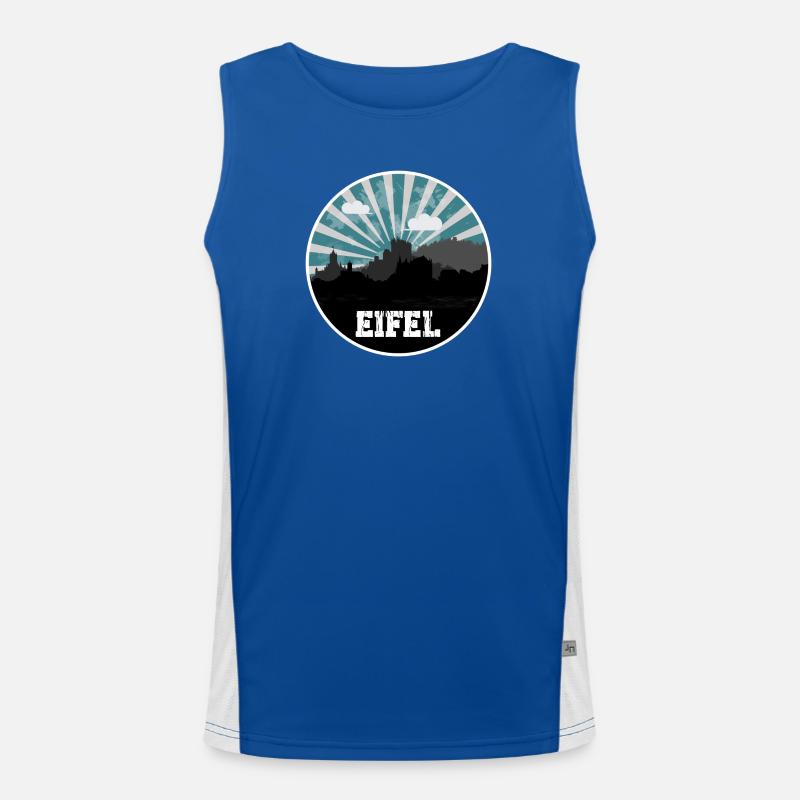 Eifel Skyline Blue Hour Funktionelles Kontrast-Tank Top für Männer 
