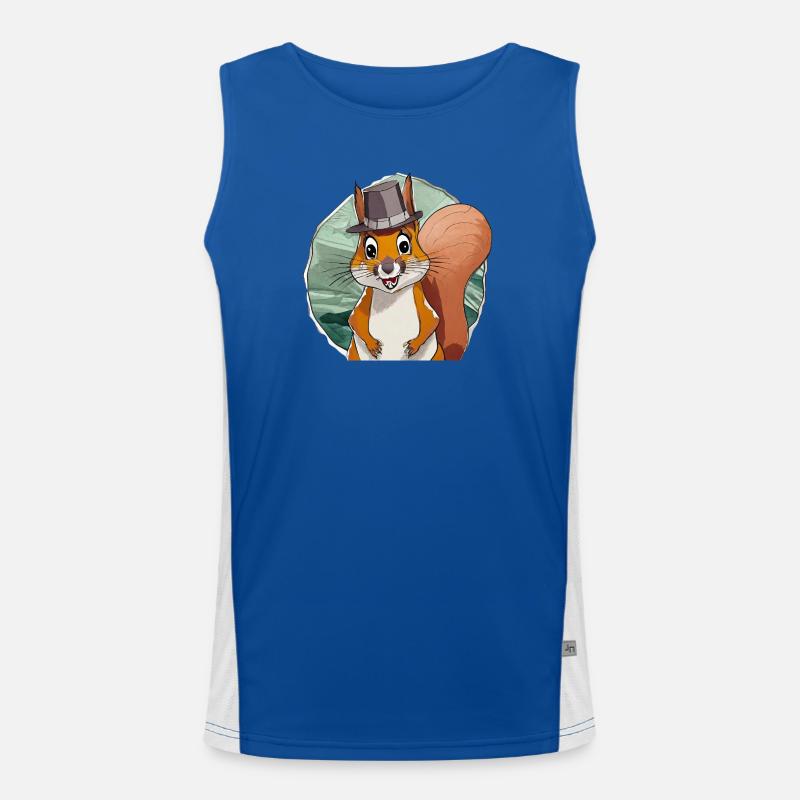 funny squirrel with hat - Men's Functional Contrast Tank Top  - royal/white