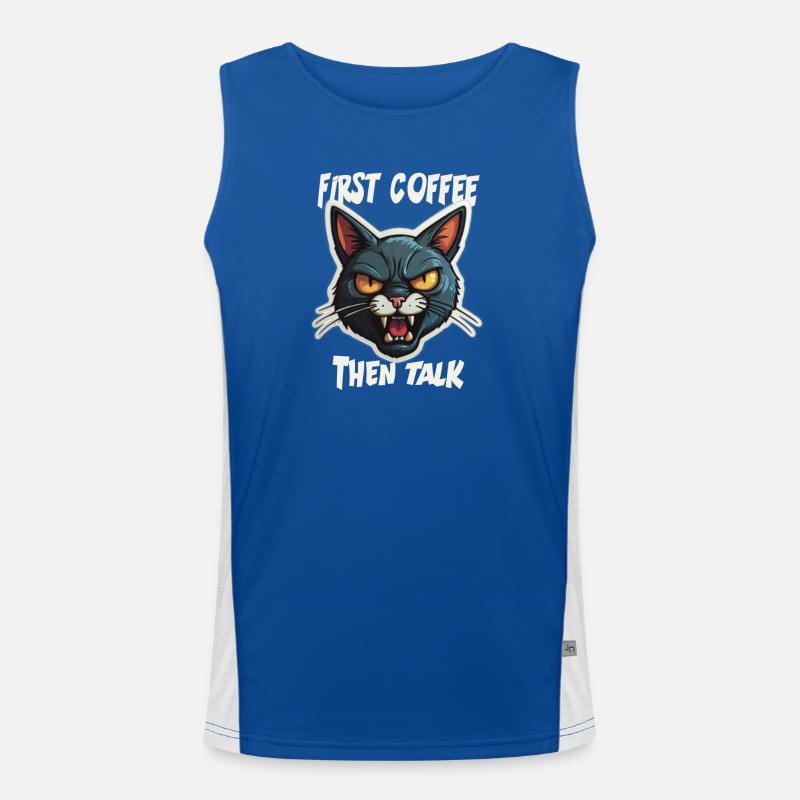 First Coffee then Talk Funktionelles Kontrast-Tank Top für Männer 