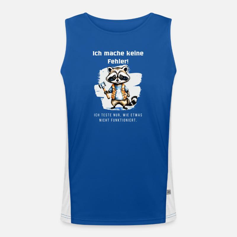 Creative Reinterpretation: Raccoon & His Hammer - Men's Functional Contrast Tank Top  - royal/white