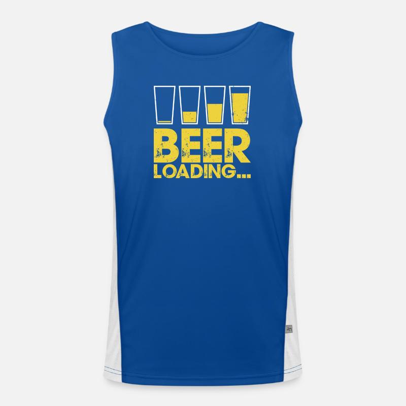 Beer Loading Distressed Typography Men's Functional Contrast Tank Top 