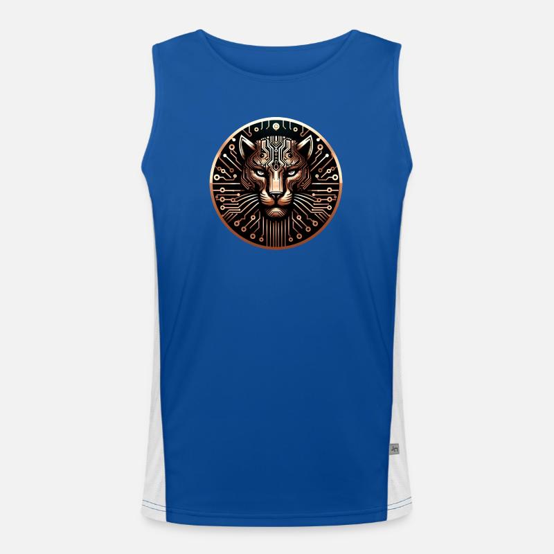 Cyber Leopard Circuit Board Digital Art Men's Functional Contrast Tank Top 