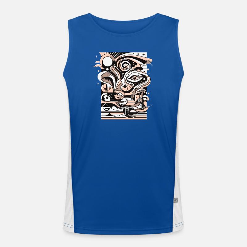 Surreal Line Face Pattern Men's Functional Contrast Tank Top 