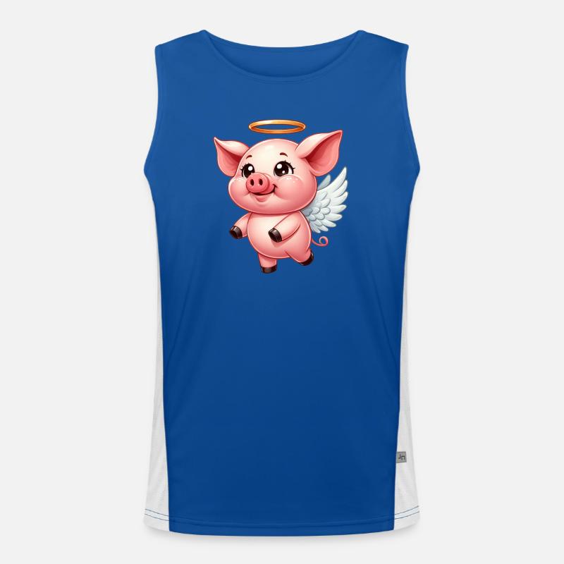 Cochon domestique comme ange avec des ailes Débardeur respirant contrasté Homme 
