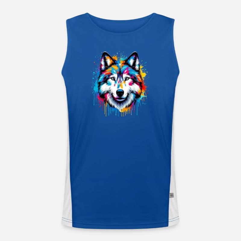 Wolf - Men's Functional Contrast Tank Top  - royal/white