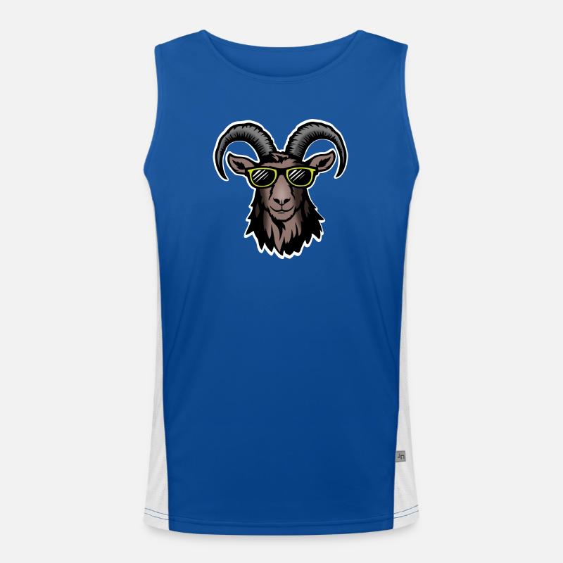 Coole Bergziege mit Sonnenbrille Funktionelles Kontrast-Tank Top für Männer 