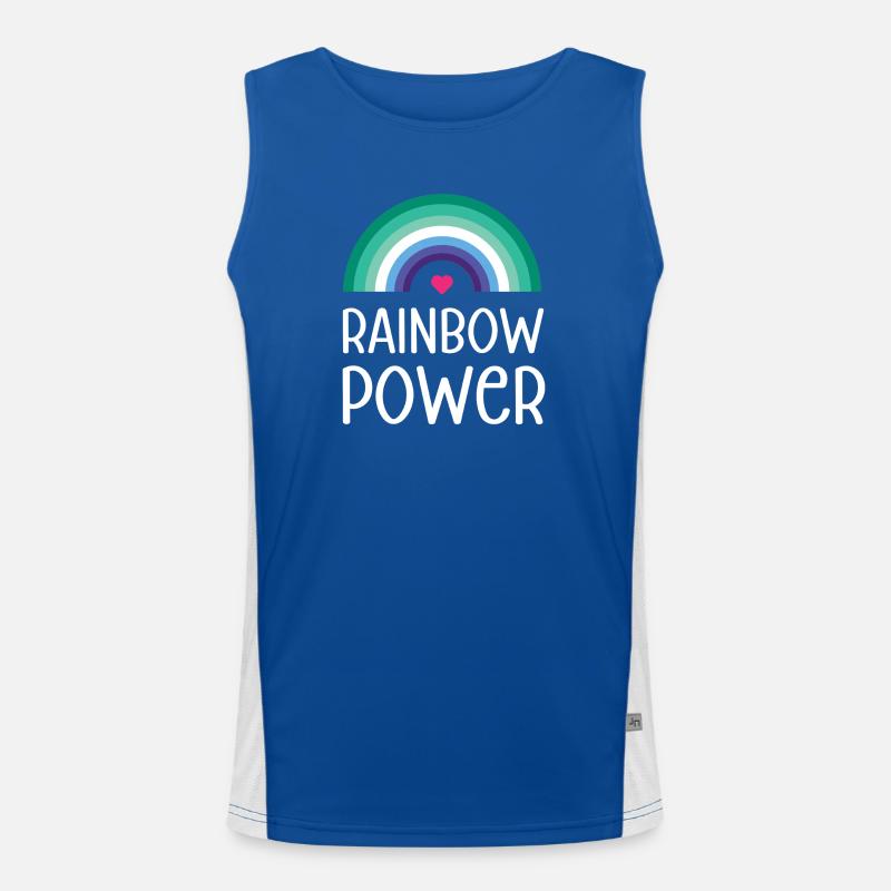 LGBT Pride Monat - Regenbogen Power Funktionelles Kontrast-Tank Top für Männer 