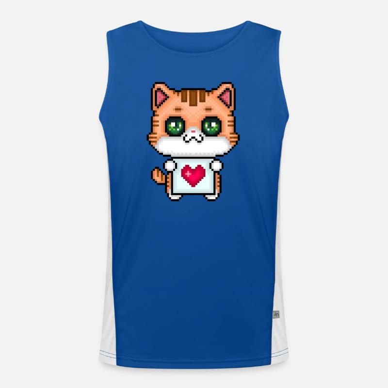 Pixel Loving Kitten Men's Functional Contrast Tank Top 