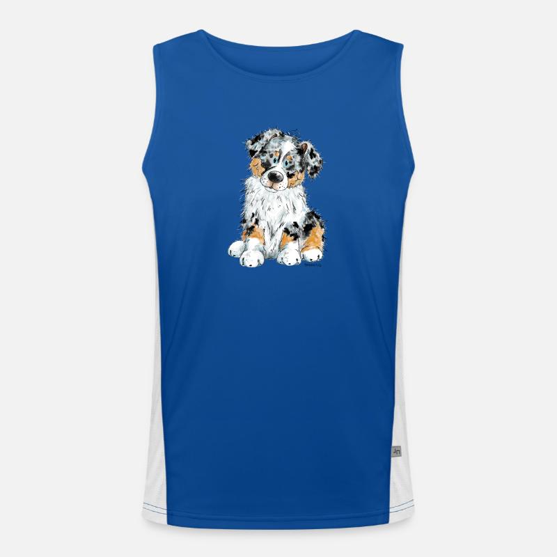 Australian Shepherd Dog Aussie - Men's Functional Contrast Tank Top  - royal/white