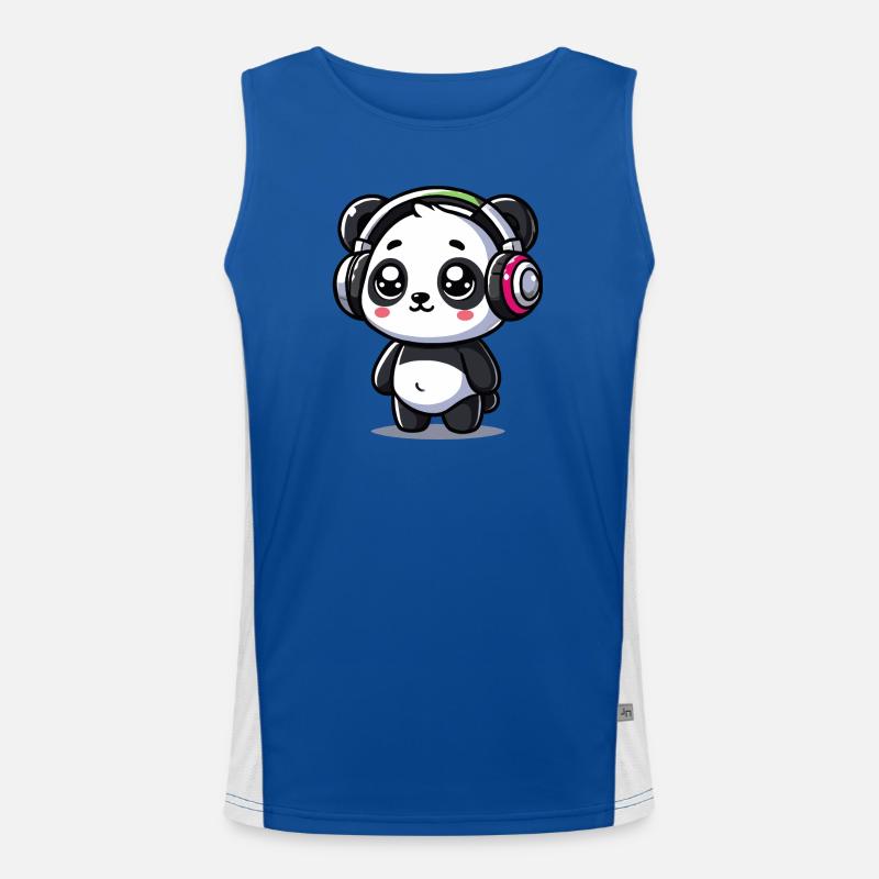 Motif mignon de casque panda Débardeur respirant contrasté Homme 