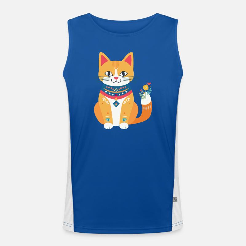 cute folklore cat Men's Functional Contrast Tank Top 