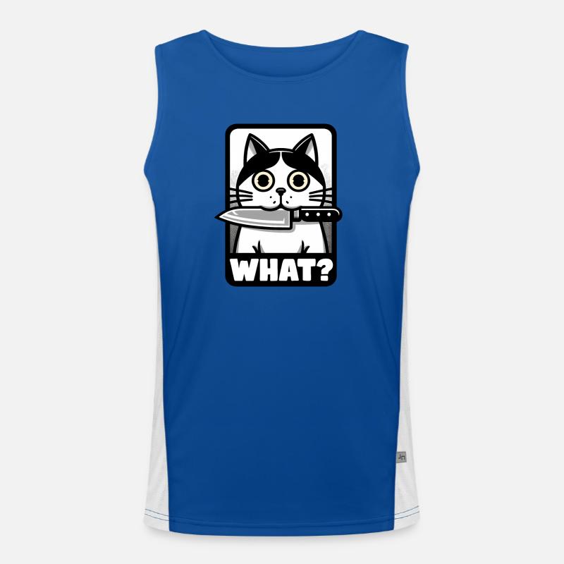 WAS? EINE KATZE MIT MESSER Funktionelles Kontrast-Tank Top für Männer 
