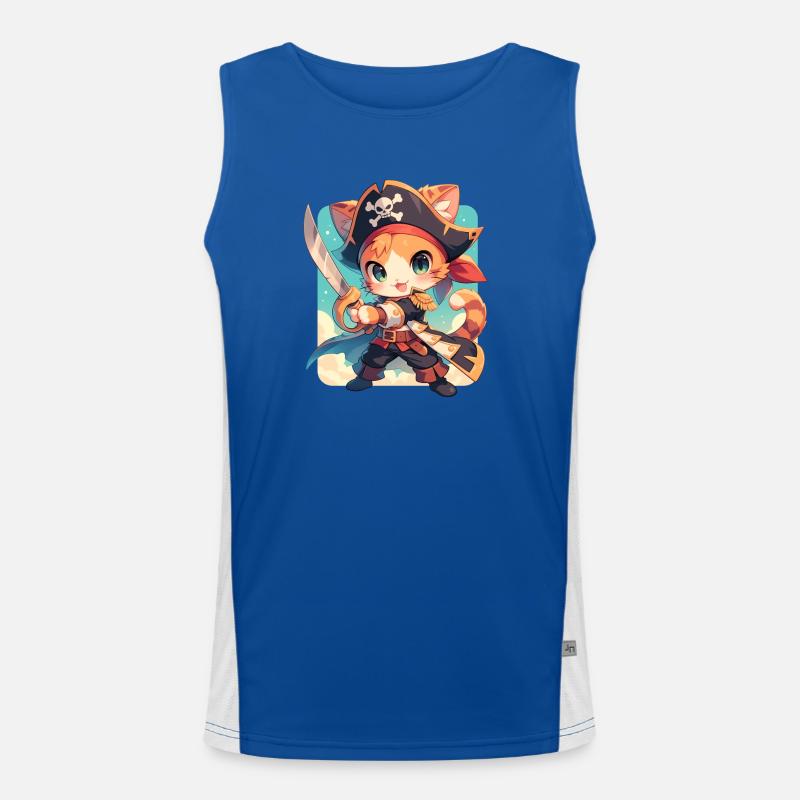 Chat Pirate de Kawaii Chibi - Aventure Ahoy Débardeur respirant contrasté Homme 