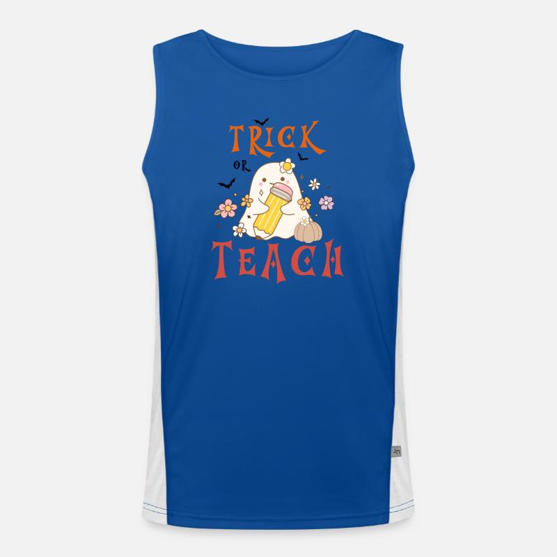 Halloween-Lehrer austricksen oder unterrichten Funktionelles Kontrast-Tank Top für Männer 