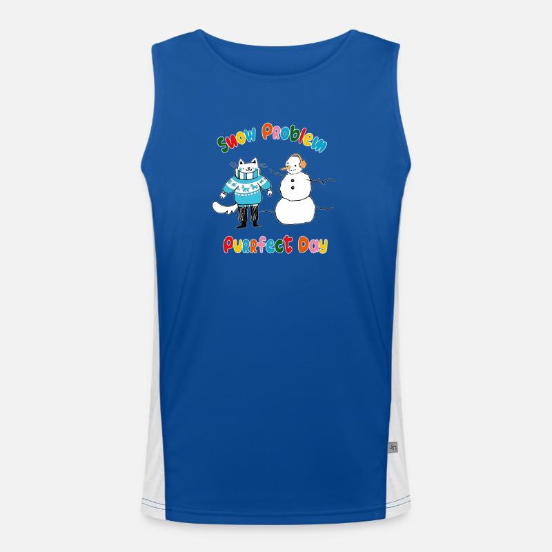 Snow problem Purrfect day - Men's Functional Contrast Tank Top  - royal/white