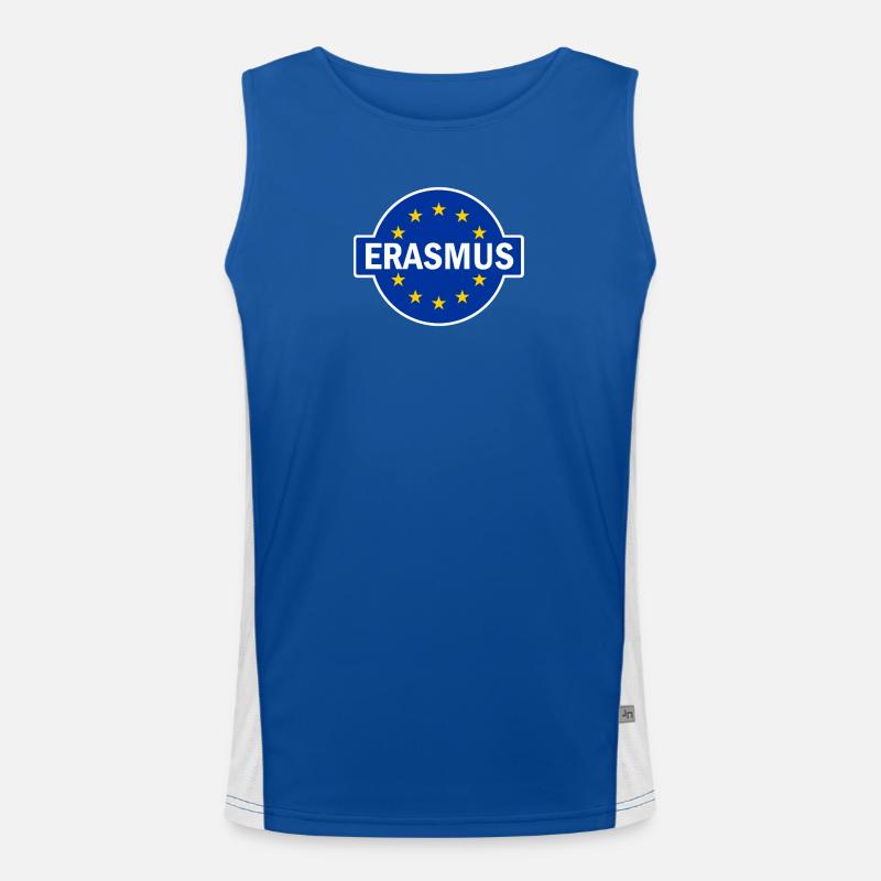 Erasmus Design with EU Flag - Men's Functional Contrast Tank Top - royal/white