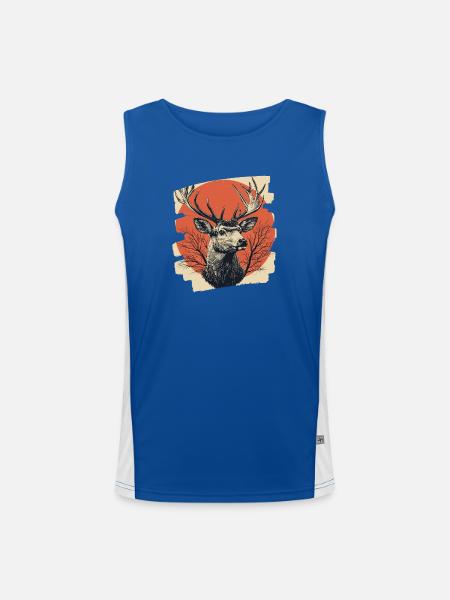 Deer with antlers - Men's Functional Contrast Tank Top  - royal/white
