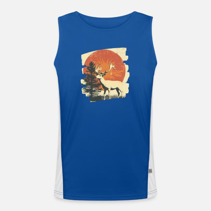 Hirsch mit Geweih Funktionelles Kontrast-Tank Top für Männer 