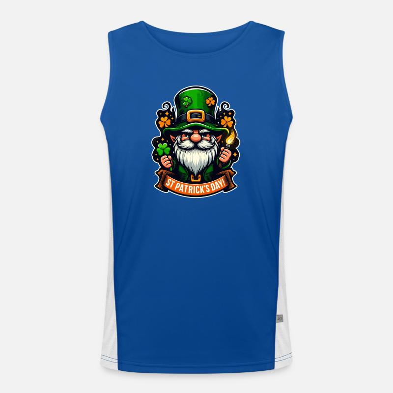 Glücks-Gnom – St. Patrick’s Day Leprechaun Funktionelles Kontrast-Tank Top für Männer 
