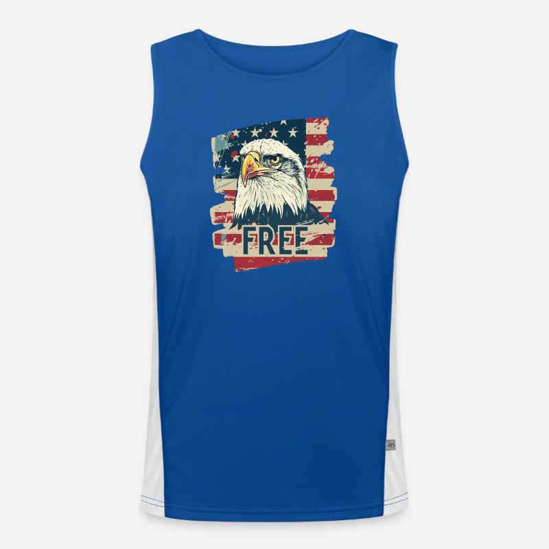 American flag with eagle Men's Functional Contrast Tank Top 