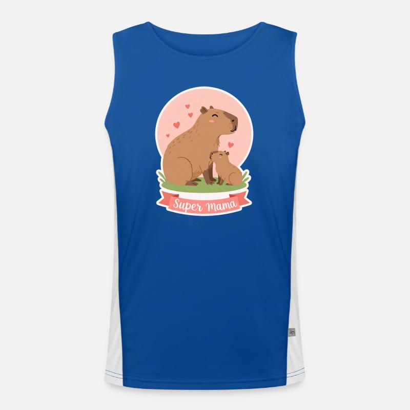 Mutter Kapibara Funktionelles Kontrast-Tank Top für Männer 