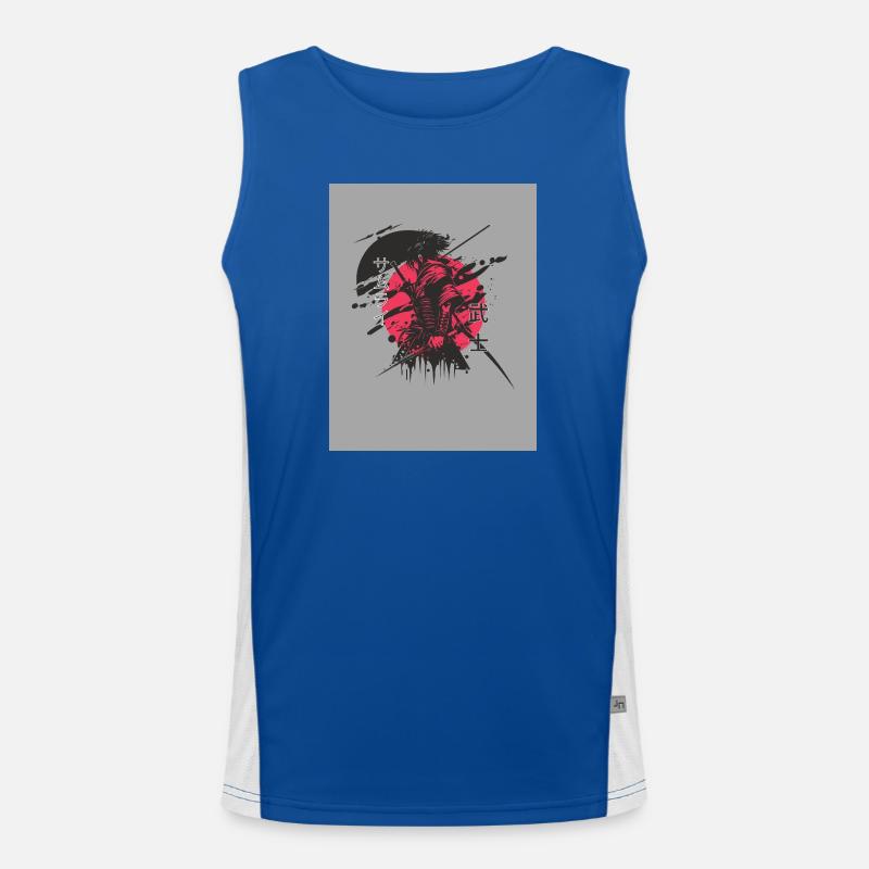 Red and black samurai Funktionelles Kontrast-Tank Top für Männer 