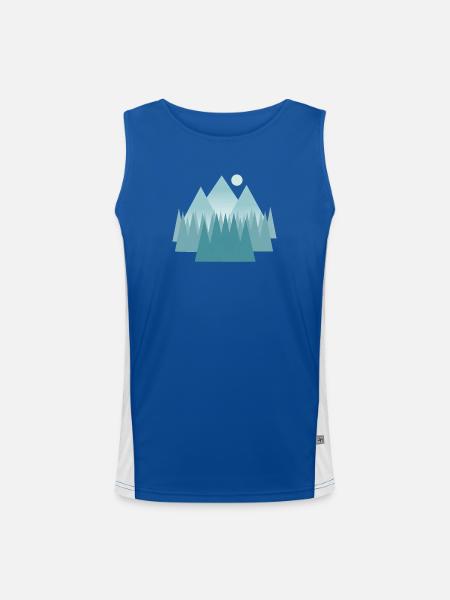 Astral mountain landscape in blue tones - Men's Functional Contrast Tank Top  - royal/white - Front