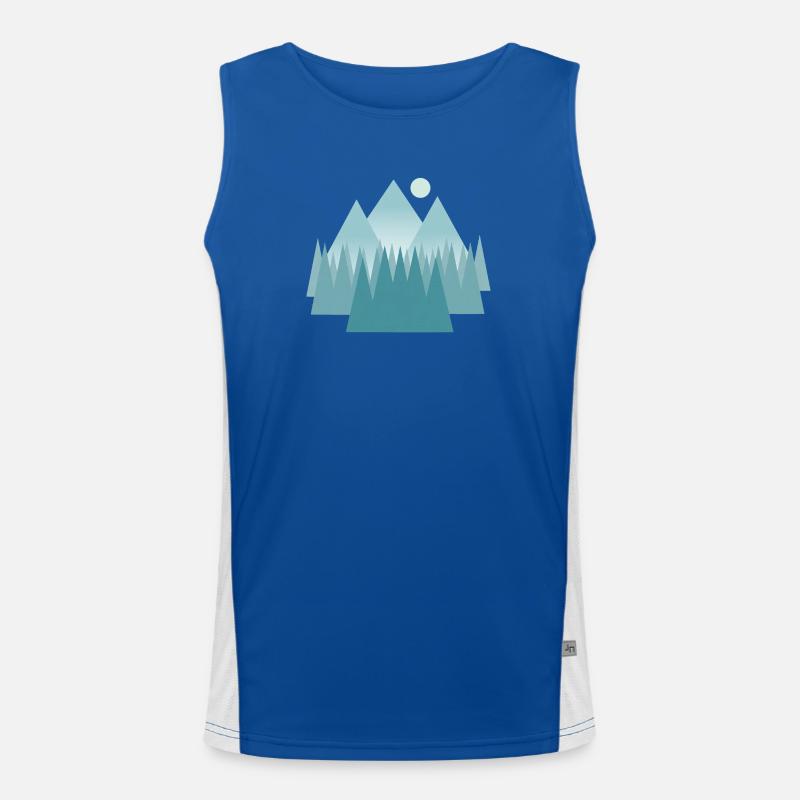 Astralgebirgslandschaft in Blautönen Funktionelles Kontrast-Tank Top für Männer 