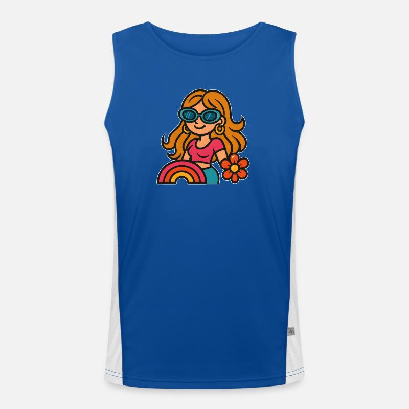 Retro Summer Girl - Flower Power Look Men's Functional Contrast Tank Top 