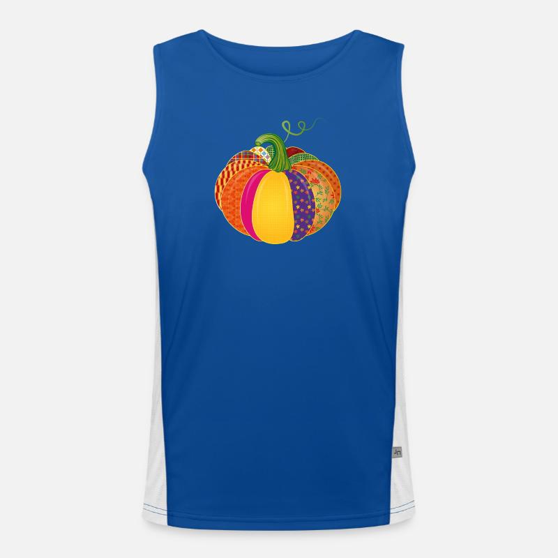 Patchwork Kürbis – Bunt gemusterte Herbstdeko - Funktionelles Kontrast-Tank Top für Männer - Royal/Weiß