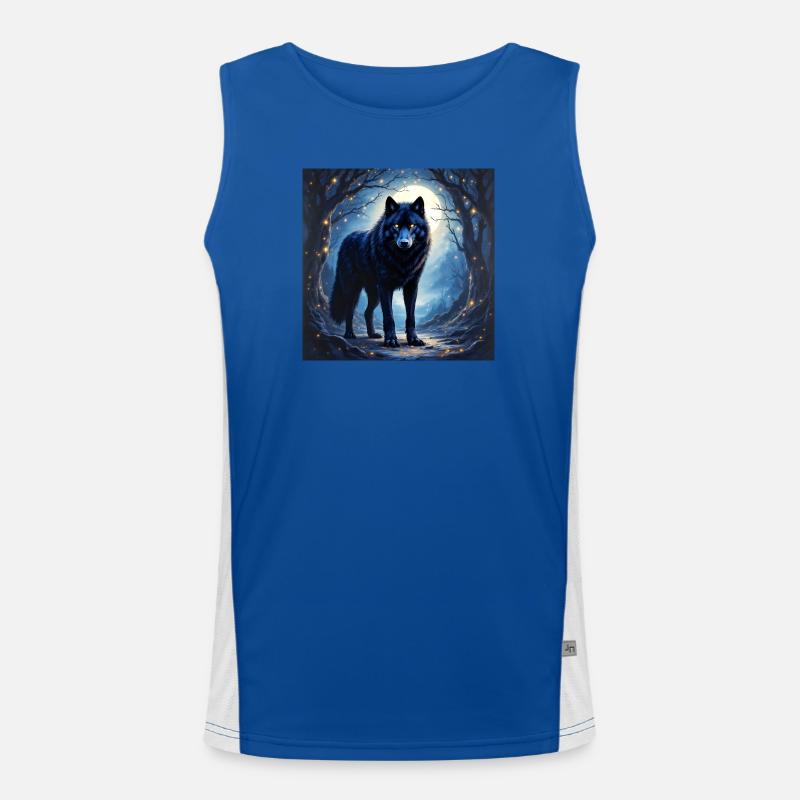 Krafttier Dunkler Wolf Funktionelles Kontrast-Tank Top für Männer 