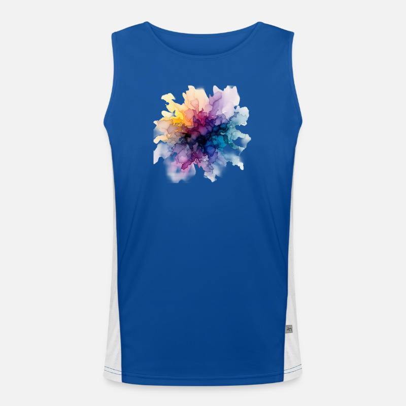 Farbexplosion: Abstrakter Aquarell-Farbrausch Funktionelles Kontrast-Tank Top für Männer 