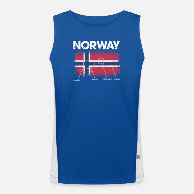 Norway Flag Map Design - Men's Functional Contrast Tank Top - royal/white